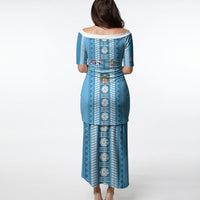 Fiji Day 1970 Puletasi For Fiji Ever Fiji Tapa Pattern Blue LT14 - Polynesian Pride