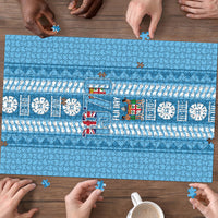 Fiji Day 1970 Puzzle For Fiji Ever Fiji Tapa Pattern Blue LT14 - Polynesian Pride