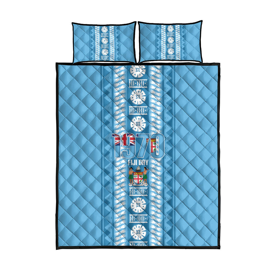 Fiji Day 1970 Quilt Bed Set For Fiji Ever Fiji Tapa Pattern Blue LT14 - Polynesian Pride