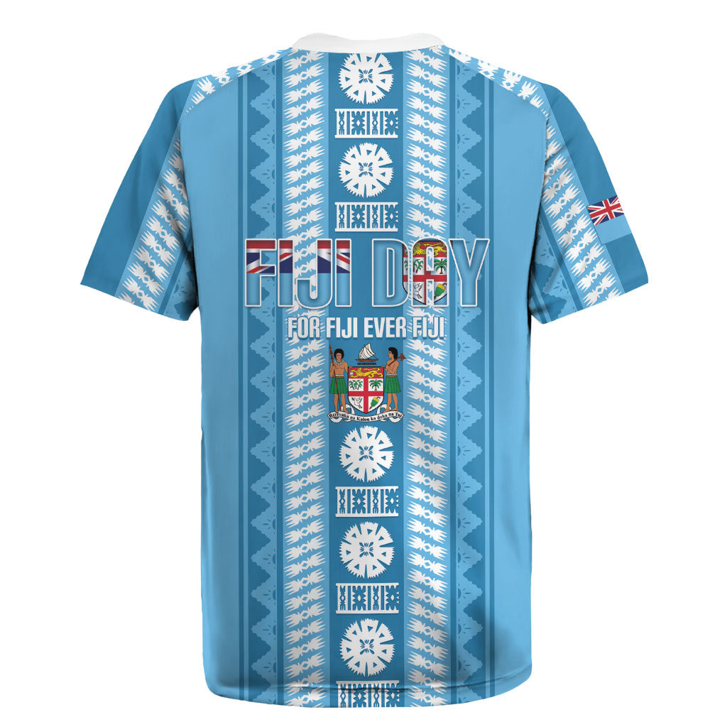 Fiji Day 1970 Rugby Jersey For Fiji Ever Fiji Tapa Pattern Blue LT14 - Polynesian Pride