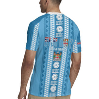 Fiji Day 1970 Rugby Jersey For Fiji Ever Fiji Tapa Pattern Blue LT14 - Polynesian Pride