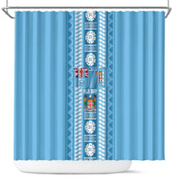 Fiji Day 1970 Shower Curtain For Fiji Ever Fiji Tapa Pattern Blue LT14 Blue - Polynesian Pride
