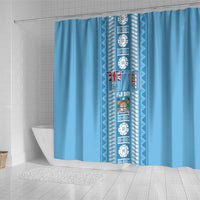 Fiji Day 1970 Shower Curtain For Fiji Ever Fiji Tapa Pattern Blue LT14 - Polynesian Pride