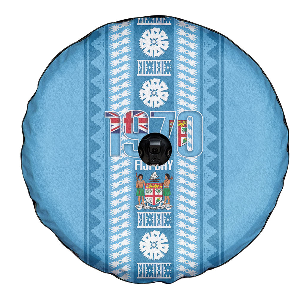 Fiji Day 1970 Spare Tire Cover For Fiji Ever Fiji Tapa Pattern Blue LT14 - Polynesian Pride