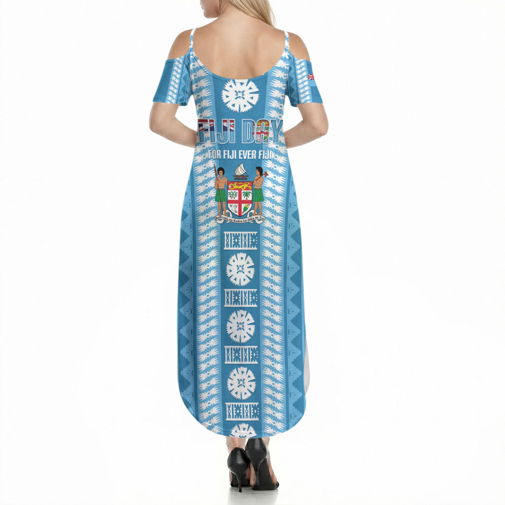 Fiji Day 1970 Summer Maxi Dress For Fiji Ever Fiji Tapa Pattern Blue LT14 - Polynesian Pride