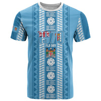 Fiji Day 1970 T Shirt For Fiji Ever Fiji Tapa Pattern Blue LT14 Blue - Polynesian Pride