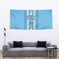 Fiji Day 1970 Tapestry For Fiji Ever Fiji Tapa Pattern Blue LT14 - Polynesian Pride