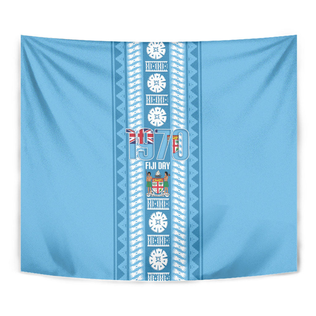 Fiji Day 1970 Tapestry For Fiji Ever Fiji Tapa Pattern Blue LT14 - Polynesian Pride