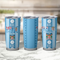 Fiji Day 1970 Tumbler Cup For Fiji Ever Fiji Tapa Pattern Blue LT14 - Polynesian Pride