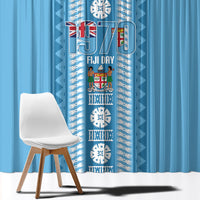 Fiji Day 1970 Window Curtain For Fiji Ever Fiji Tapa Pattern Blue LT14 - Polynesian Pride