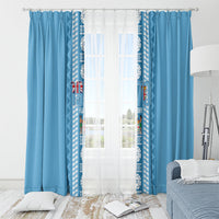 Fiji Day 1970 Window Curtain For Fiji Ever Fiji Tapa Pattern Blue LT14 - Polynesian Pride