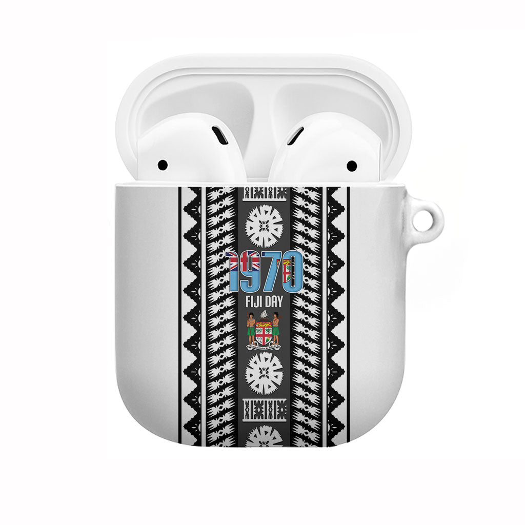 Fiji Day 1970 AirPods Case For Fiji Ever Fiji Tapa Pattern White LT14 White - Polynesian Pride