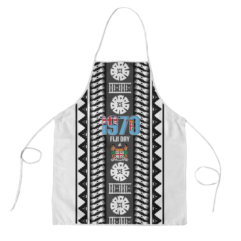 Fiji Day 1970 Apron For Fiji Ever Fiji Tapa Pattern White LT14 White - Polynesian Pride