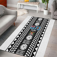 Fiji Day 1970 Area Rug For Fiji Ever Fiji Tapa Pattern White LT14 - Polynesian Pride