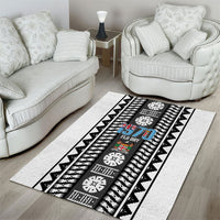 Fiji Day 1970 Area Rug For Fiji Ever Fiji Tapa Pattern White LT14 - Polynesian Pride