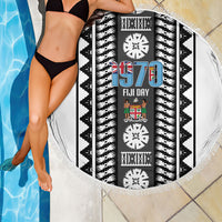 Fiji Day 1970 Beach Blanket For Fiji Ever Fiji Tapa Pattern White LT14 - Polynesian Pride