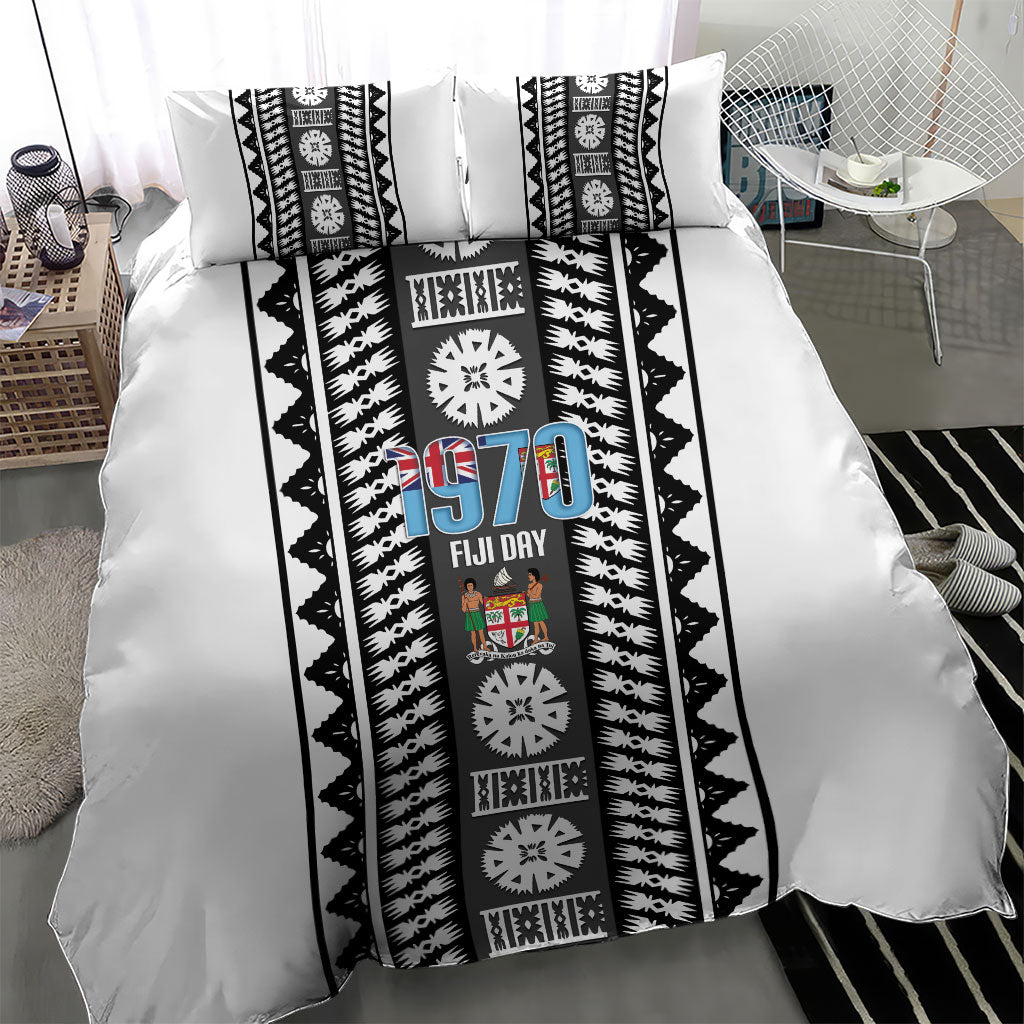 Fiji Day 1970 Bedding Set For Fiji Ever Fiji Tapa Pattern White LT14 - Polynesian Pride