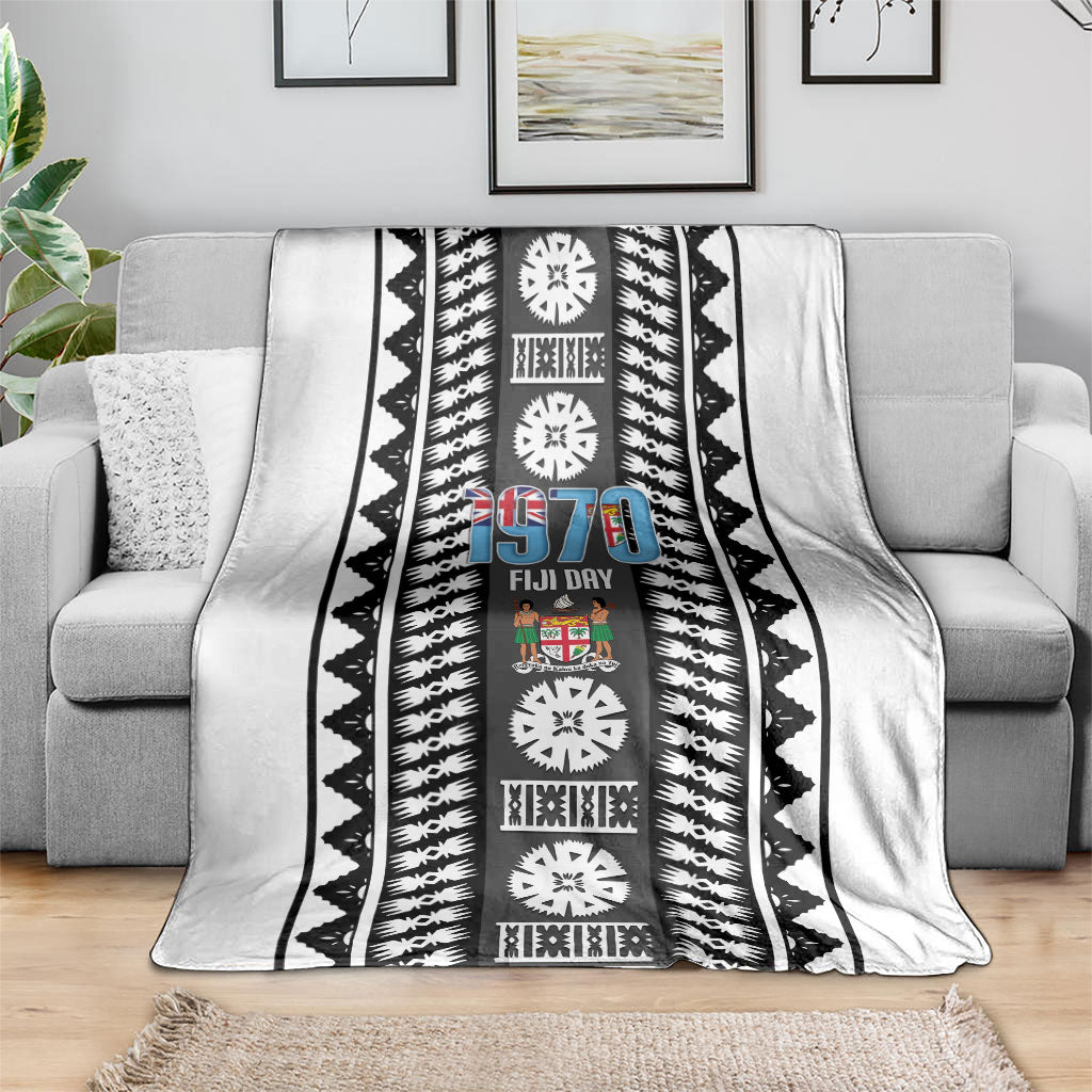 Fiji Day 1970 Blanket For Fiji Ever Fiji Tapa Pattern White LT14 - Polynesian Pride