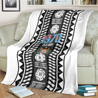 Fiji Day 1970 Blanket For Fiji Ever Fiji Tapa Pattern White LT14 - Polynesian Pride