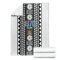 Fiji Day 1970 Blanket For Fiji Ever Fiji Tapa Pattern White LT14 - Polynesian Pride