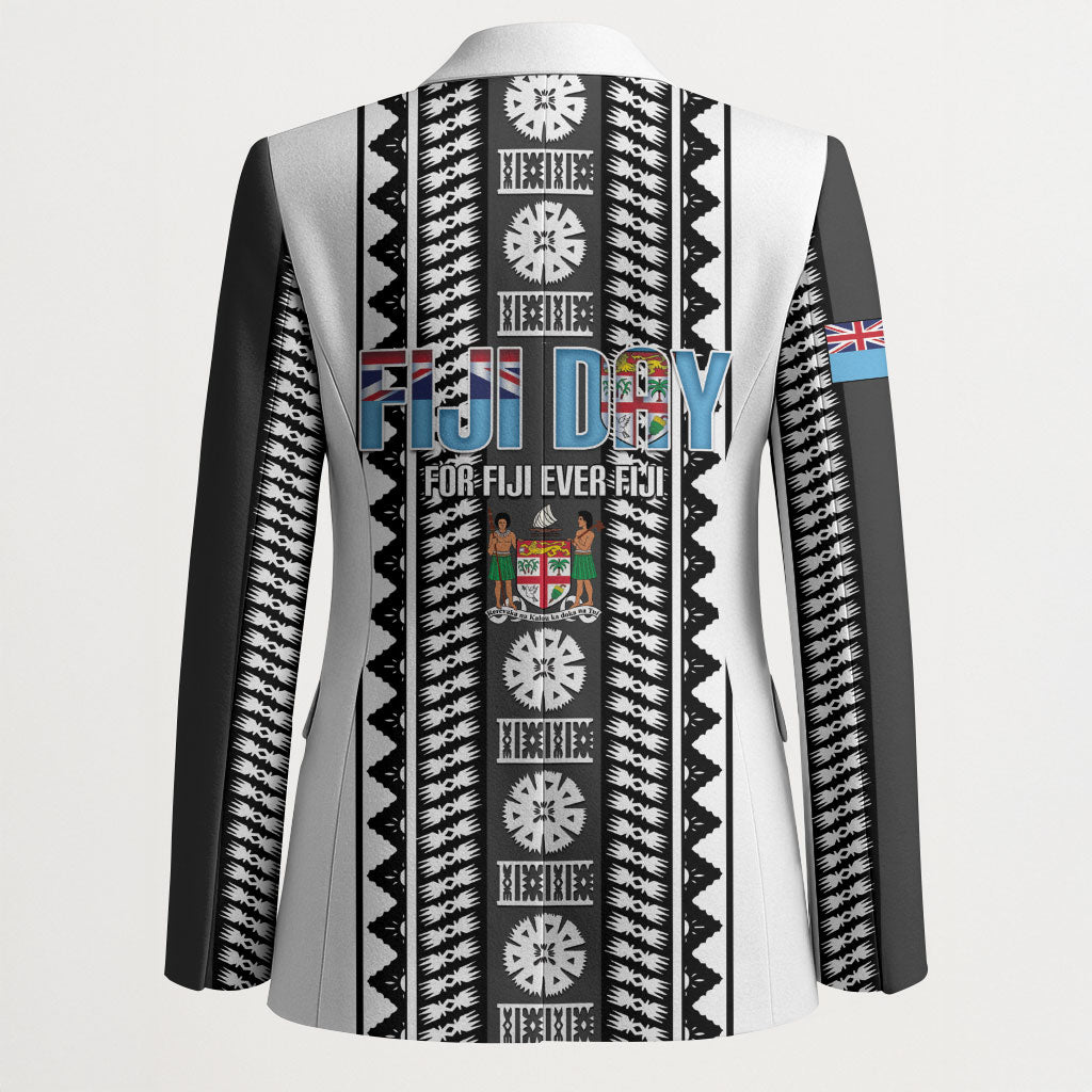 Fiji Day 1970 Blazer For Fiji Ever Fiji Tapa Pattern White LT14 - Polynesian Pride
