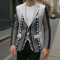 Fiji Day 1970 Blazer For Fiji Ever Fiji Tapa Pattern White LT14 - Polynesian Pride