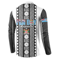 Fiji Day 1970 Button Sweatshirt For Fiji Ever Fiji Tapa Pattern White LT14 - Polynesian Pride