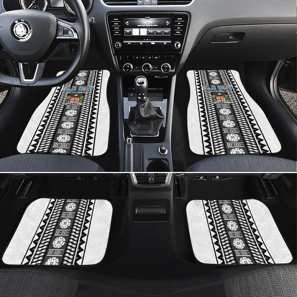 Fiji Day 1970 Car Mats For Fiji Ever Fiji Tapa Pattern White LT14 Set 4pcs White - Polynesian Pride