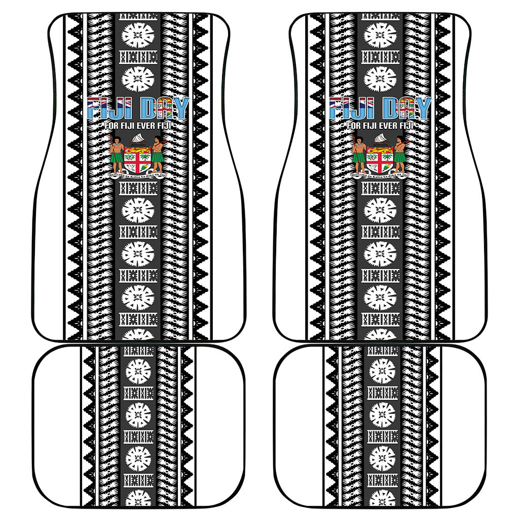 Fiji Day 1970 Car Mats For Fiji Ever Fiji Tapa Pattern White LT14 - Polynesian Pride