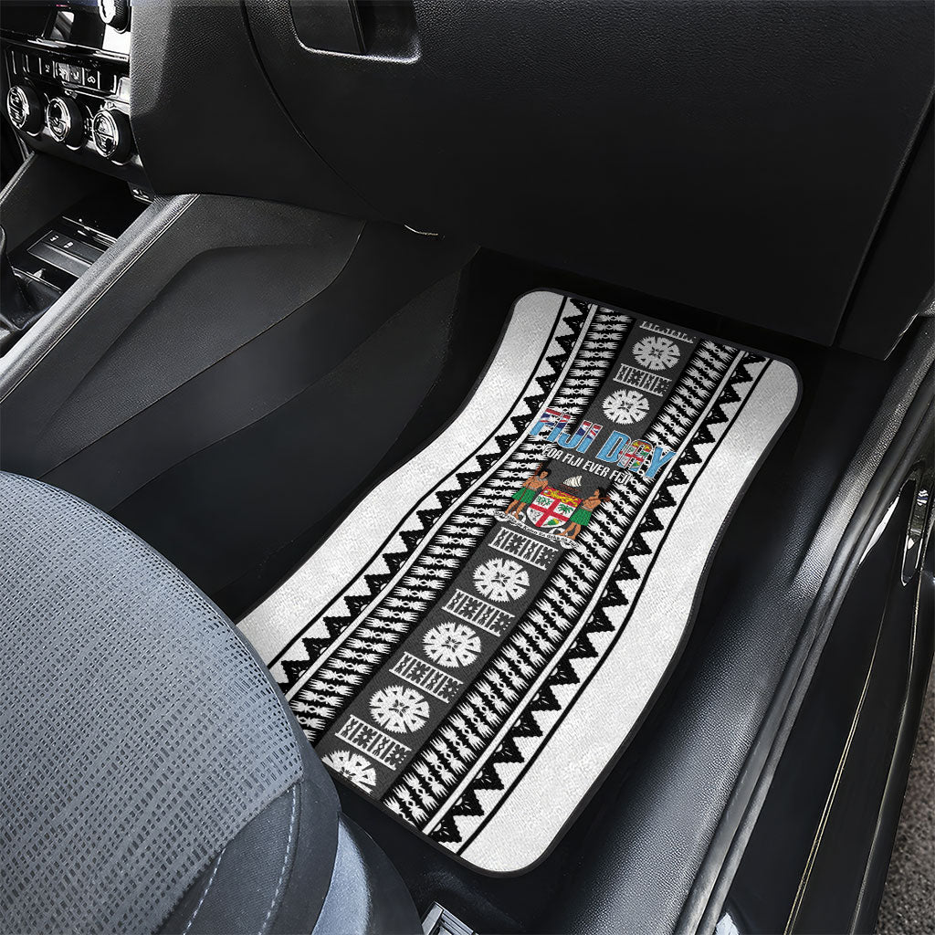 Fiji Day 1970 Car Mats For Fiji Ever Fiji Tapa Pattern White LT14 - Polynesian Pride
