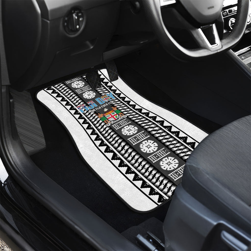 Fiji Day 1970 Car Mats For Fiji Ever Fiji Tapa Pattern White LT14 - Polynesian Pride