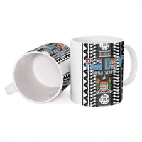 Fiji Day 1970 Ceramic Mug For Fiji Ever Fiji Tapa Pattern White LT14 - Polynesian Pride