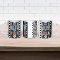 Fiji Day 1970 Ceramic Mug For Fiji Ever Fiji Tapa Pattern White LT14 - Polynesian Pride