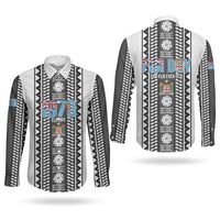Fiji Day 1970 Couples Matching Puletasi and Long Sleeve Button Shirt For Fiji Ever Fiji Tapa Pattern White LT14 - Polynesian Pride