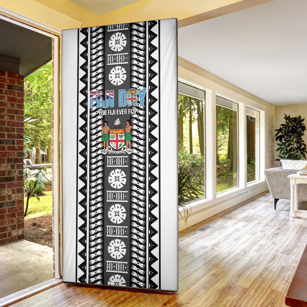Fiji Day 1970 Door Cover For Fiji Ever Fiji Tapa Pattern White LT14 - Polynesian Pride