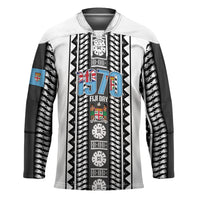 Fiji Day 1970 Hockey Jersey For Fiji Ever Fiji Tapa Pattern White LT14 Unisex White - Polynesian Pride