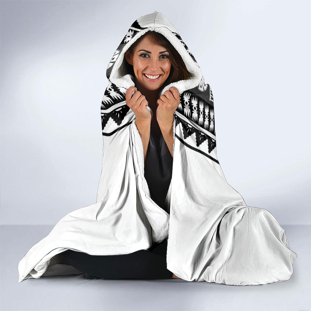 Fiji Day 1970 Hooded Blanket For Fiji Ever Fiji Tapa Pattern White LT14 - Polynesian Pride