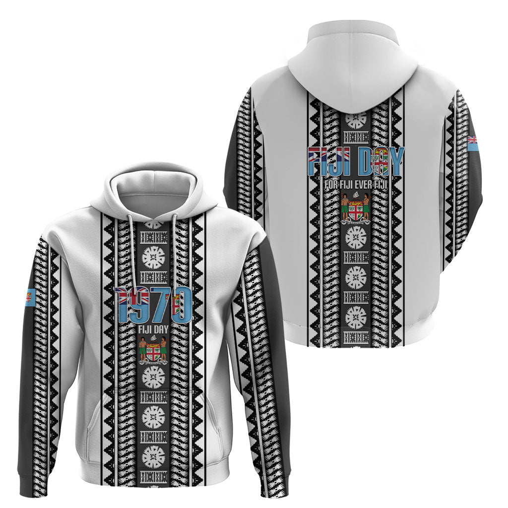 Fiji Day 1970 Hoodie For Fiji Ever Fiji Tapa Pattern White LT14 - Polynesian Pride