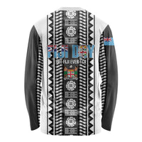 Fiji Day 1970 Long Sleeve Shirt For Fiji Ever Fiji Tapa Pattern White LT14 - Polynesian Pride
