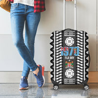 Fiji Day 1970 Luggage Cover For Fiji Ever Fiji Tapa Pattern White LT14 - Polynesian Pride