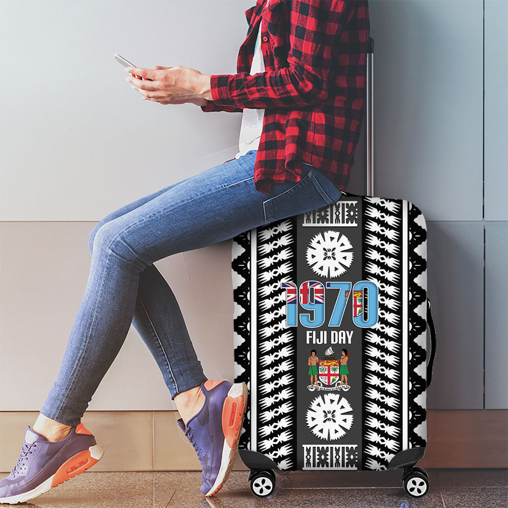 Fiji Day 1970 Luggage Cover For Fiji Ever Fiji Tapa Pattern White LT14 - Polynesian Pride