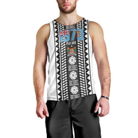 Fiji Day 1970 Men Tank Top For Fiji Ever Fiji Tapa Pattern White LT14 - Polynesian Pride