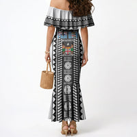 Fiji Day 1970 Mermaid Dress For Fiji Ever Fiji Tapa Pattern White LT14 - Polynesian Pride