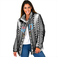 Fiji Day 1970 Padded Jacket For Fiji Ever Fiji Tapa Pattern White LT14 Women White - Polynesian Pride