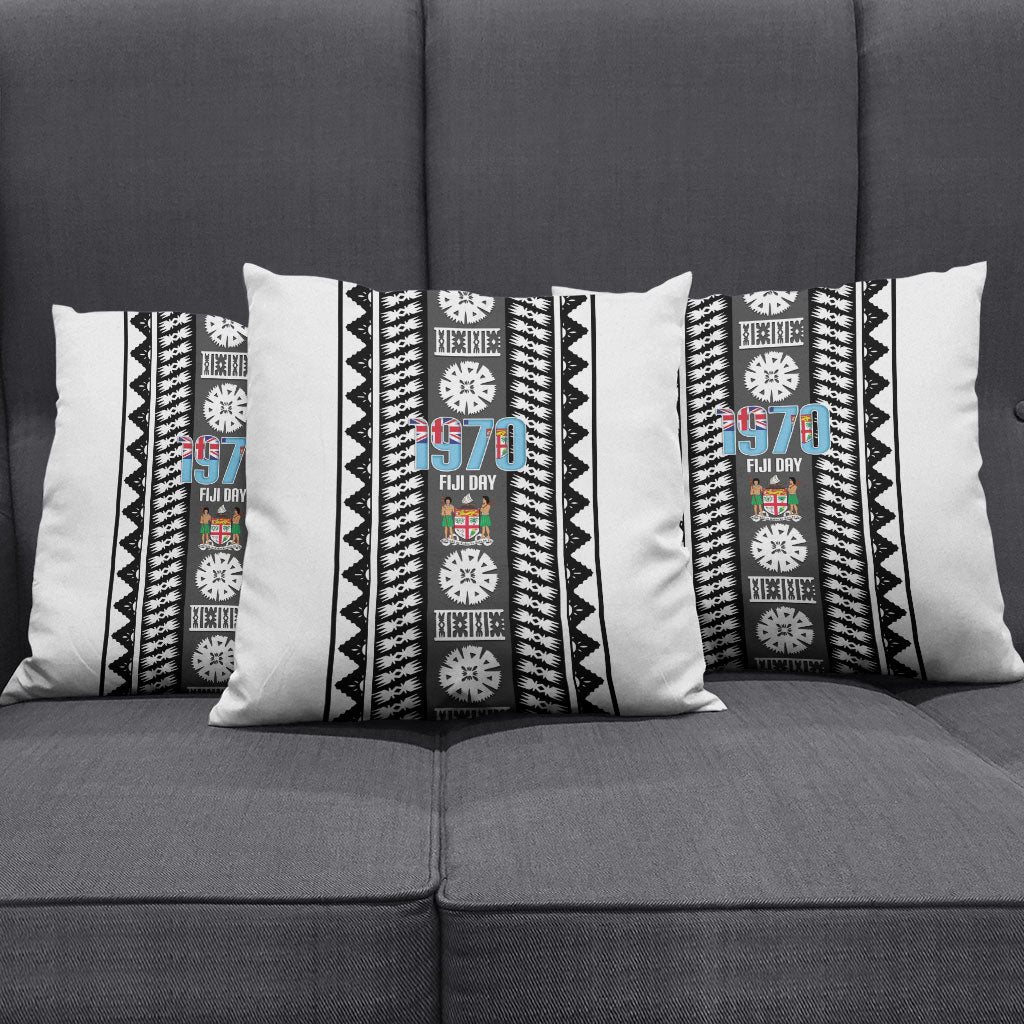 Fiji Day 1970 Pillow Cover For Fiji Ever Fiji Tapa Pattern White LT14 - Polynesian Pride