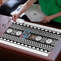 Fiji Day 1970 Puzzle For Fiji Ever Fiji Tapa Pattern White LT14 - Polynesian Pride