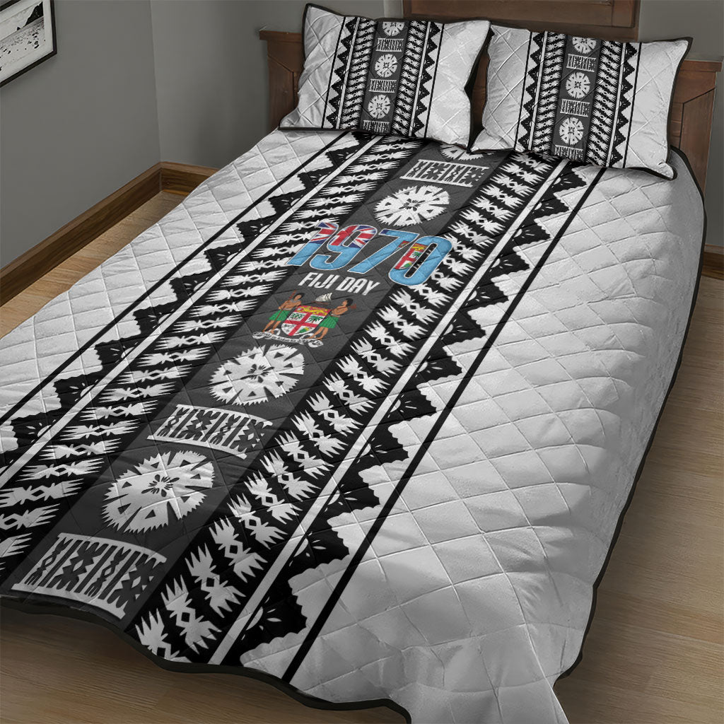 Fiji Day 1970 Quilt Bed Set For Fiji Ever Fiji Tapa Pattern White LT14 - Polynesian Pride