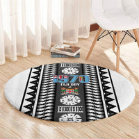 Fiji Day 1970 Round Carpet For Fiji Ever Fiji Tapa Pattern White LT14 - Polynesian Pride