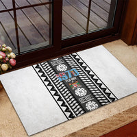 Fiji Day 1970 Rubber Doormat For Fiji Ever Fiji Tapa Pattern White LT14 - Polynesian Pride