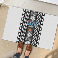 Fiji Day 1970 Rubber Doormat For Fiji Ever Fiji Tapa Pattern White LT14 - Polynesian Pride